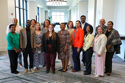 Faculty Affiliates from left to right: Wendy White, PhD; Vincent Mendy, DrPH; Abigail Gamble, PhD; Anna Grace Tribble, PhD; Kisa Harris, PhD; Jacinda Roach, PhD, RDN; Victoria Gholar, DNP, RN; Felicia Wilson-Simpson, DNP; Sheila Belk, MD; Gladys Peters, Ed.D, MPH; Victor D. Sutton, PhD, MPPA; Janice Hall, PhD; Kedra Wallace, PhD; Osayande Agbonlahor, PhD; Saurabh Chandra, MD, PhD. Not pictured: Jennifer Lemacks, PhD; Patrick Alexander, PhD
